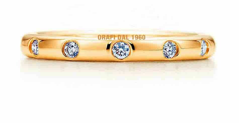 Anello Fede oro 18 kt. con diamanti eternity ct. 0.18 classica matrimonio, Colore Oro: Oro Giallo