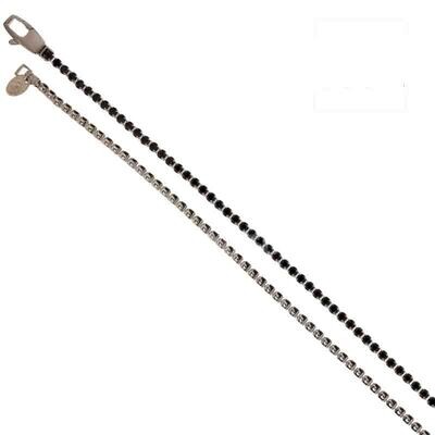 Bracciale Tennis Oro Bianco 18 kt. Zirconi Brillanti bianca o nera uomo donna