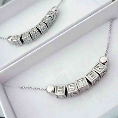 Collana con nome Argento 925 rodiato anallergico pepite dodo regalo donna