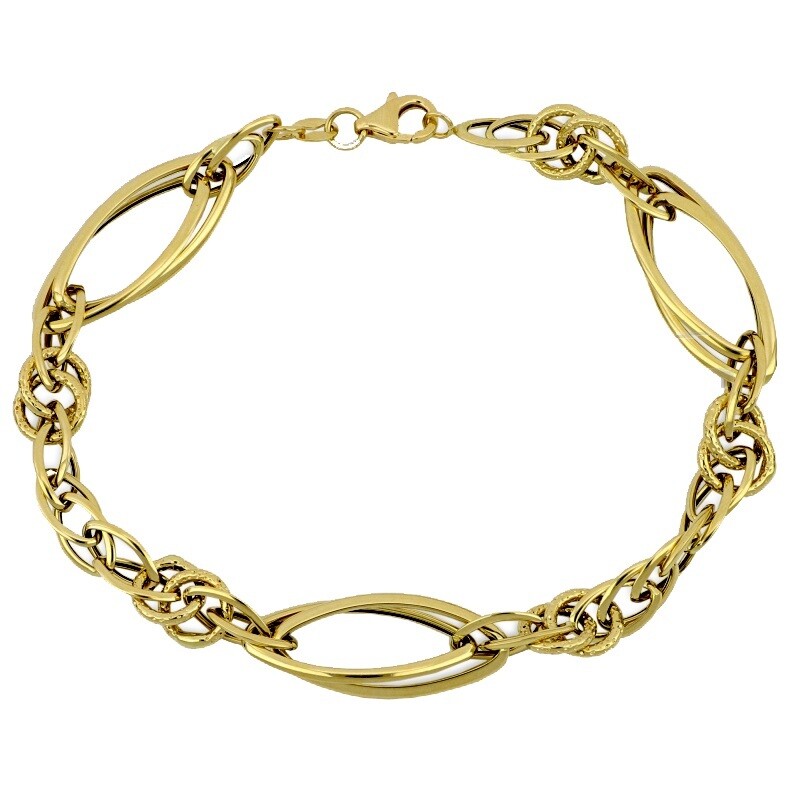 Bracciale a catena vuota oro Giallo 18kt. gioielli donna, Colore Oro: Oro Giallo