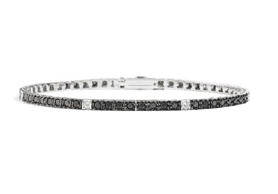 Bracciale tennis oro 18kt. con diamanti Neri e Bianchi certificati regalo uomo donna