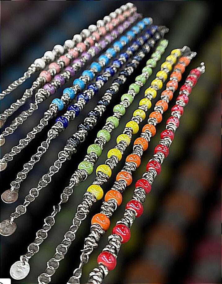 Bracciale Argento 925 Sfere colorate , modello uomo donna regalo