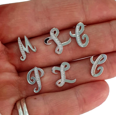 Orecchini con lettera Argento 925 con zirconi, gioielli donna regalo Ragazza