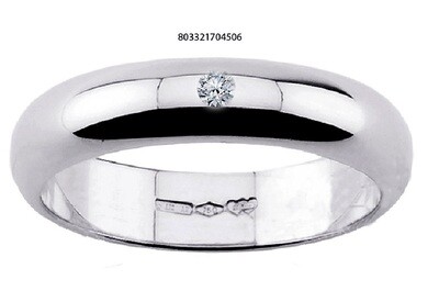 Diana fede matrimonio oro Bianco 18 kt. grammi 7.00 Diamante Ct. 0.05 donna