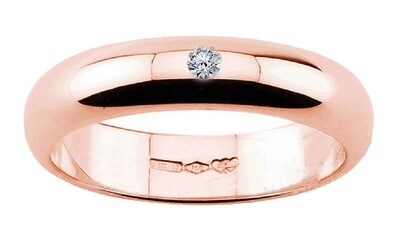 Diana fede matrimonio oro Rosa 18 kt. grammi 7.00 Diamante Ct. 0.05 donna