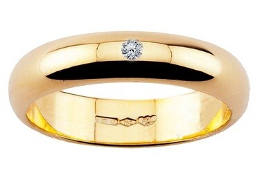 Diana fede matrimonio oro Giallo 18 kt. grammi 7.00 Diamante Ct. 0.05 donna
