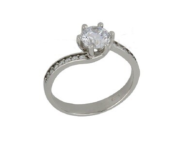 Anello solitario oro bianco 18kt. sei griffe gioielli donna