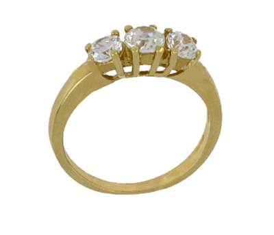 Anello Trilogy oro giallo 18 kt. zirconia cubica regalo donna ragazza gioielli