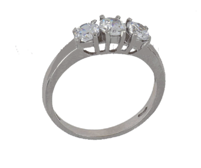 Anello Trilogy oro Bianco 18 kt. zirconia cubica regalo donna ragazza gioielli