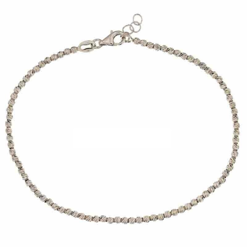 Bracciale oro Bianco 18 kt. sfere 0.15 mm regalo donna ragazza matrimonio nozze