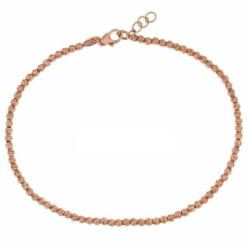 Bracciale oro Rosè 18 kt. sfere 0.15 mm regalo donna ragazza matrimonio nozze