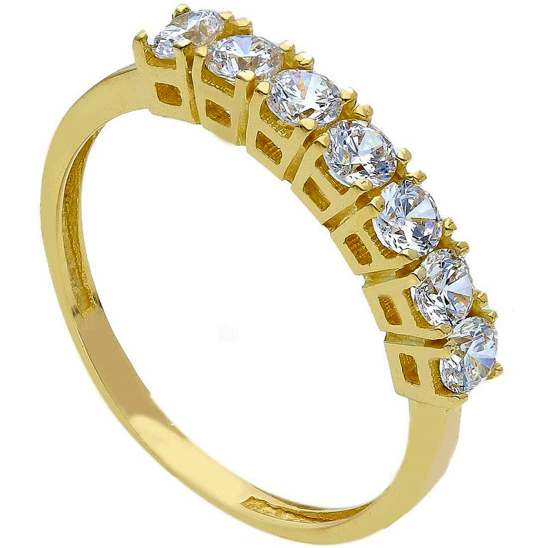 Anello Oro Giallo 18kt. Modello Eternity 7 pietre donna