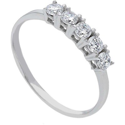 Anello Oro Bianco 18kt. Modello Eternity 5 pietre donna