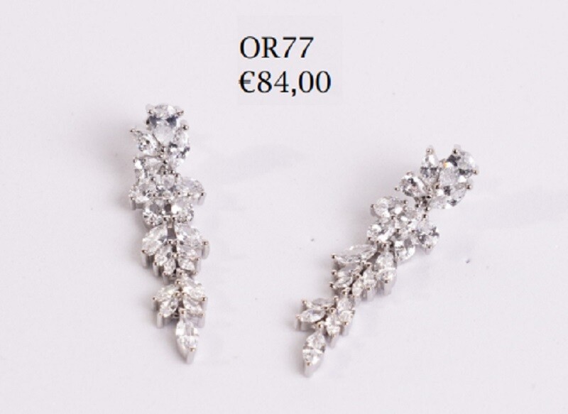 Orecchini argento 925 pendolo zirconi brillanti moda donna