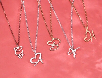 Collana con nome Argento 925 con lettera cuore donna gioielli