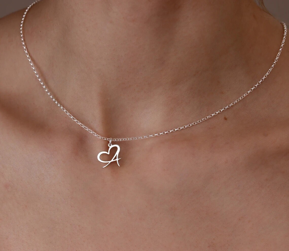 Collana con nome Oro 18 kt con lettera cuore donna gioielli