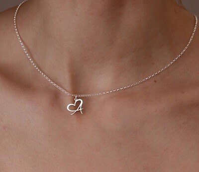 Collana con nome Oro 18 kt con lettera cuore donna gioielli