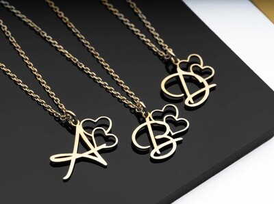 Collana con nome Argento 925 con lettera cuore donna gioielli
