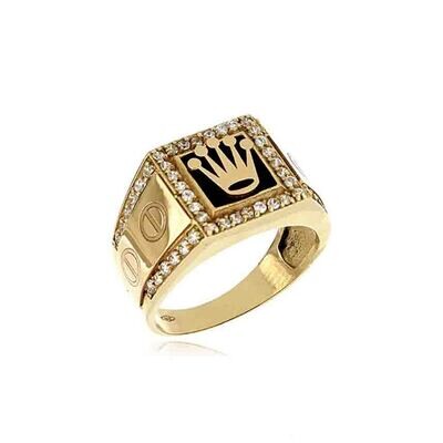 Anello Uomo con stemma onice rolex Oro 9Kt.