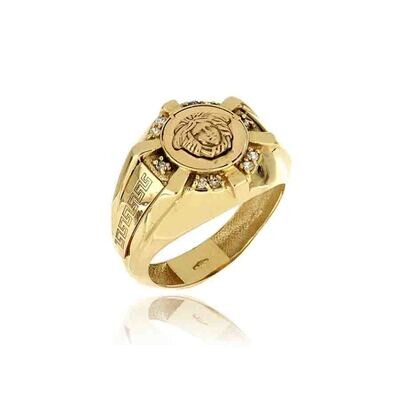 Anello Uomo con stemma medusa Oro 9Kt.