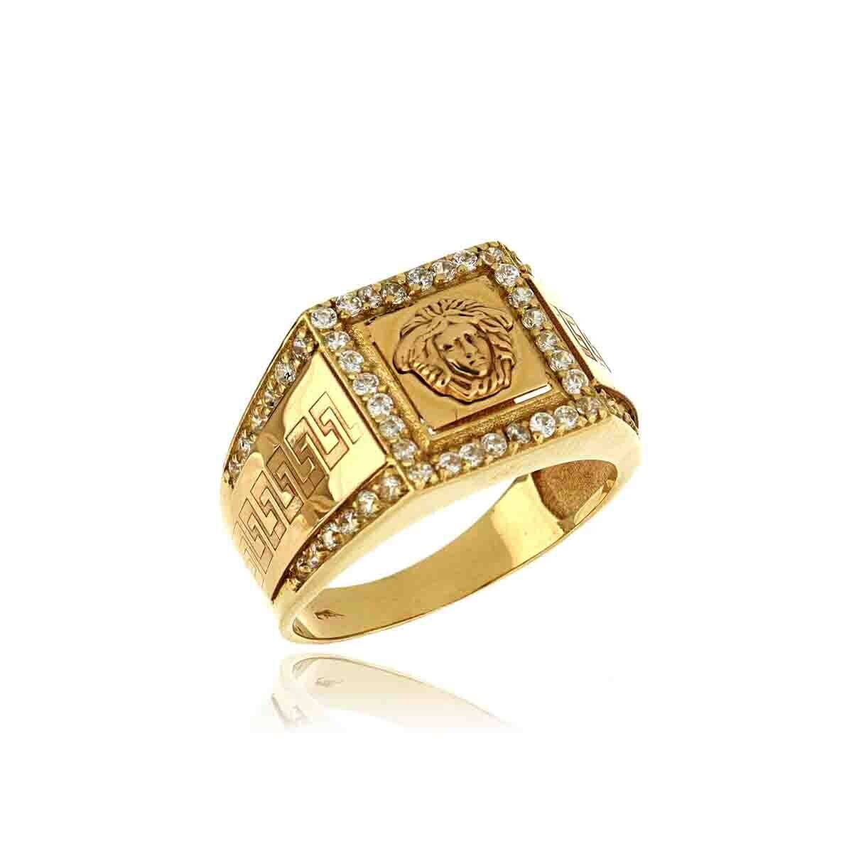 Anello Uomo con stemma medusa Quadrato Oro 9Kt., Modello: Tutto Oro