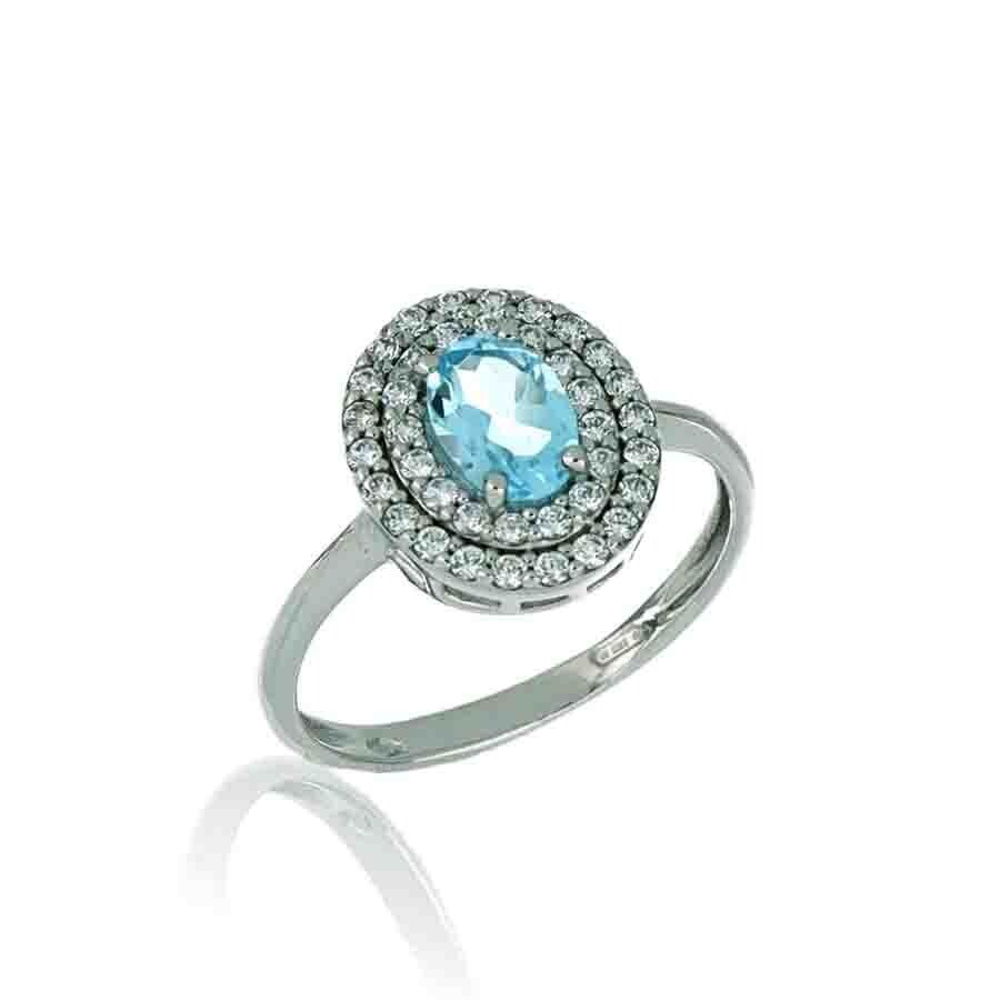 Anello Donna Oro 9Kt Modello Kate Ovale Pietra Acquamarina