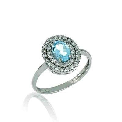 Anello Donna Oro 9Kt Modello Kate Ovale Pietra Acquamarina