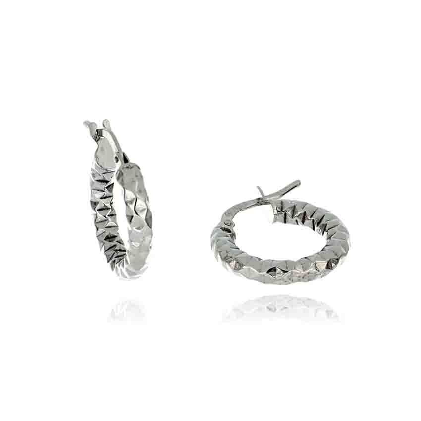 Orecchini Donna a Cerchio Diamantato Oro Bianco 9 kt. donna  gioielli