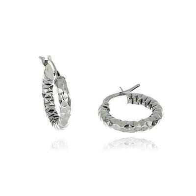 Orecchini Donna a Cerchio Diamantato Oro Bianco 9 kt. donna  gioielli