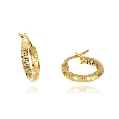 Orecchini Donna a Cerchio Diamantato Oro Giallo 9 kt. donna  gioielli