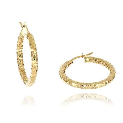 Orecchini Donna a Cerchio Diamantato Oro Giallo 9 kt. donna  gioielli