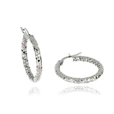Orecchini Donna a Cerchio Diamantato Oro Bianco 9 kt. donna  gioielli