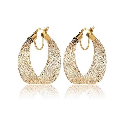 Orecchini Donna Bicolore Intrecciati Elasticizzati bicolore Oro 9kt.