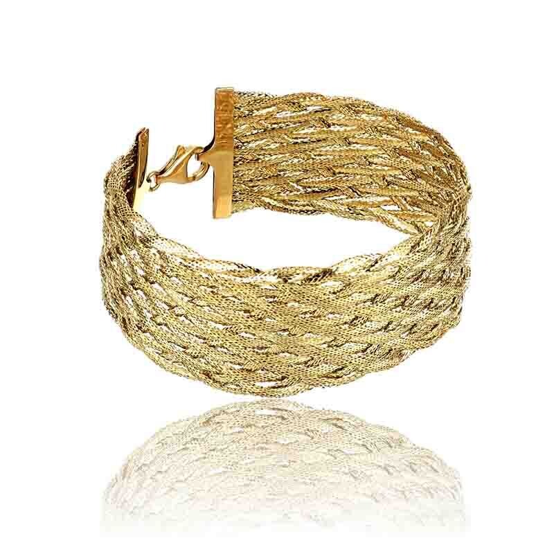 Bracciale Donna Intrecciato Elasticizzato Oro 9kt.