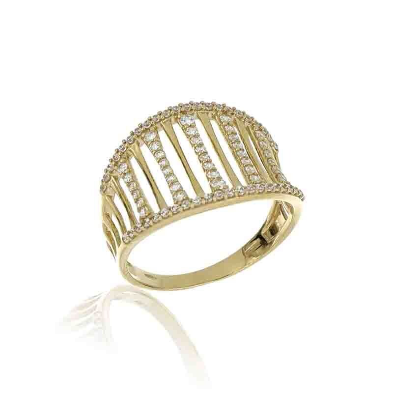 Anello Donna a Fascia Oro Giallo 9Kt. zirconia brillante gioielli