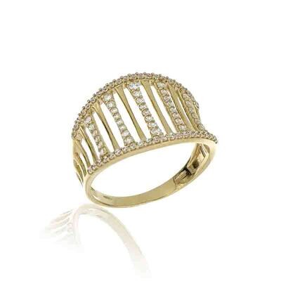 Anello Donna a Fascia Oro Giallo 9Kt. zirconia brillante gioielli
