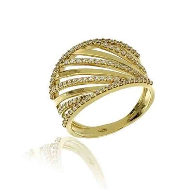 Anello Donna a Fascia Oro Giallo 9Kt. zirconia brillante gioielli