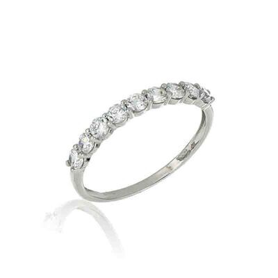 Anello Donna Mezza Riviera Oro Bianco 9Kt. zirconia brillante gioielli