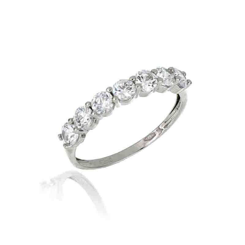 Anello Donna Mezza Riviera Oro Bianco 9Kt. zirconia brillante gioielli