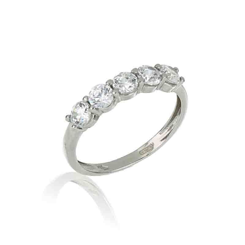 Anello Donna Mezza Riviera Oro Bianco 9Kt. zirconia brillante gioielli