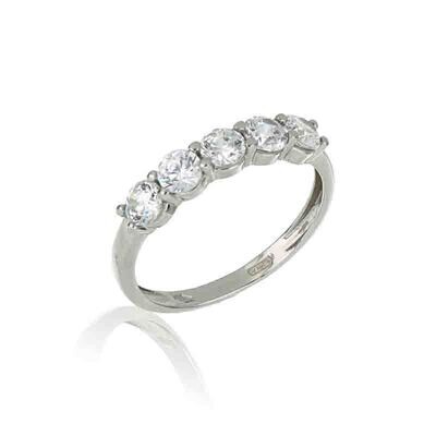 Anello Donna Mezza Riviera Oro Bianco 9Kt. zirconia brillante gioielli