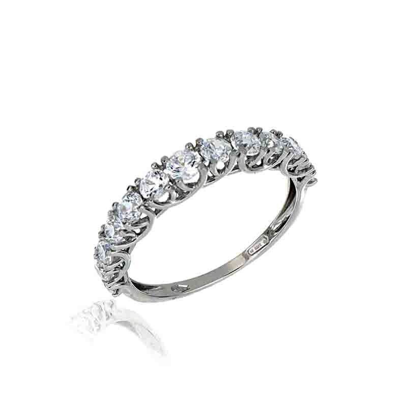 Anello Donna Mezza Riviera Oro Bianco 9Kt. zirconia brillante gioielli