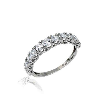 Anello Donna Mezza Riviera Oro Bianco 9Kt. zirconia brillante gioielli