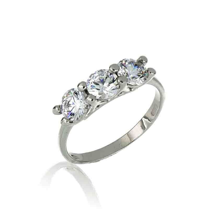 Anello Donna Trilogy Oro Bianco 9Kt. zirconia brillante gioielli