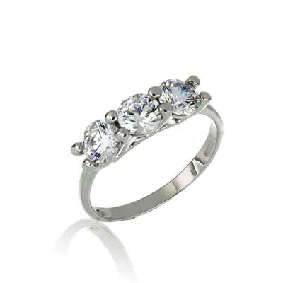 Anello Donna Trilogy Oro Bianco 9Kt. zirconia brillante gioielli