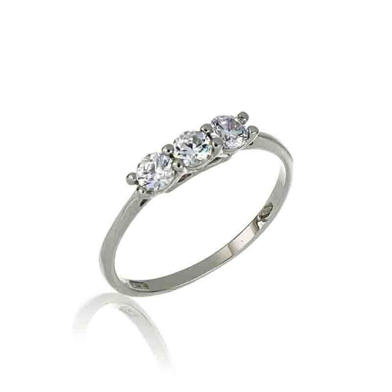 Anello Donna Trilogy Oro Bianco 9Kt. zirconia brillante gioielli