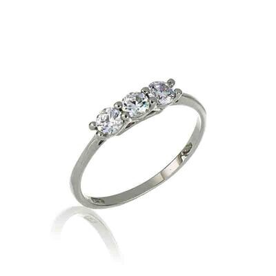 Anello Donna Trilogy Oro Bianco 9Kt. zirconia brillante gioielli