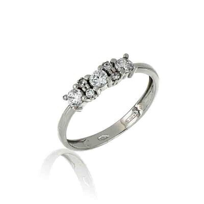 Anello Donna Trilogy Oro Bianco 9Kt. zirconia brillante gioielli