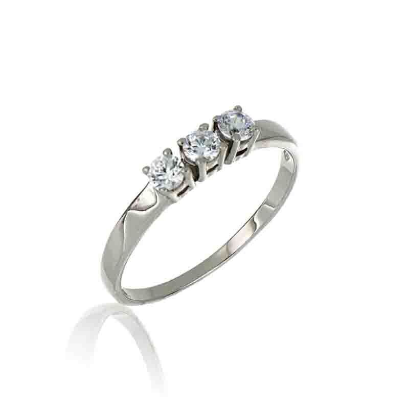 Anello Donna Trilogy Oro Bianco 9Kt. zirconia brillante gioielli
