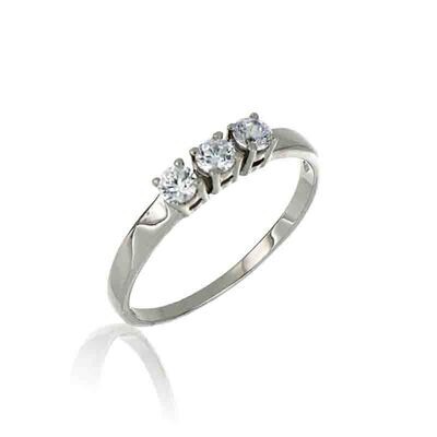 Anello Donna Trilogy Oro Bianco 9Kt. zirconia brillante gioielli